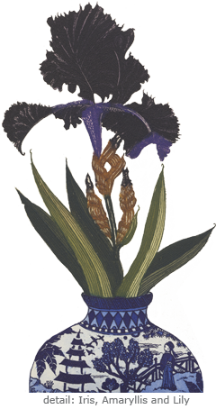 Etching of Iris in Vase